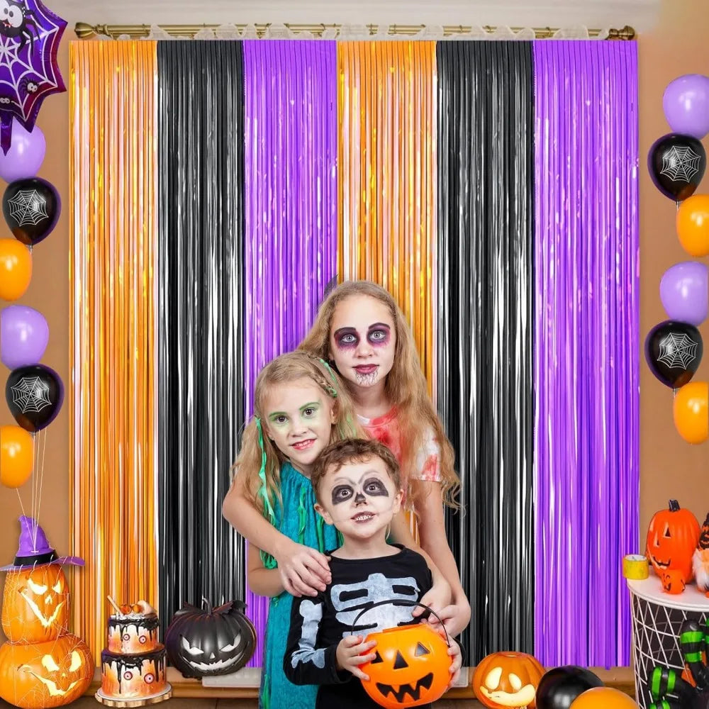 2-Pack Metallic Tinsel Foil Fringe Curtains