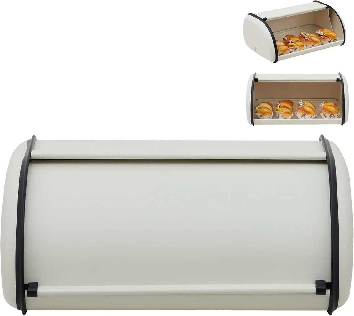 Stainless Steel Bread Box for Kitchen Countertop – Metal Roll-Top Bread Bin &amp; Storage Container