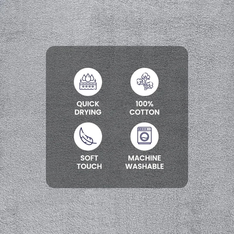 Towel Set 10-Piece Ultra-Soft Durable Absorbent Bathroom Towel (Gray)