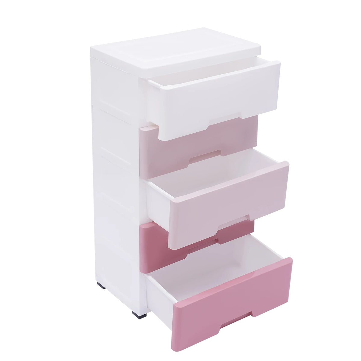 Tall 5-Drawer Pink Gradient Storage Organizer 17.1&quot; Wide Stackable Plastic Cabinet for Clothes/Toys (22lbs Capacity)