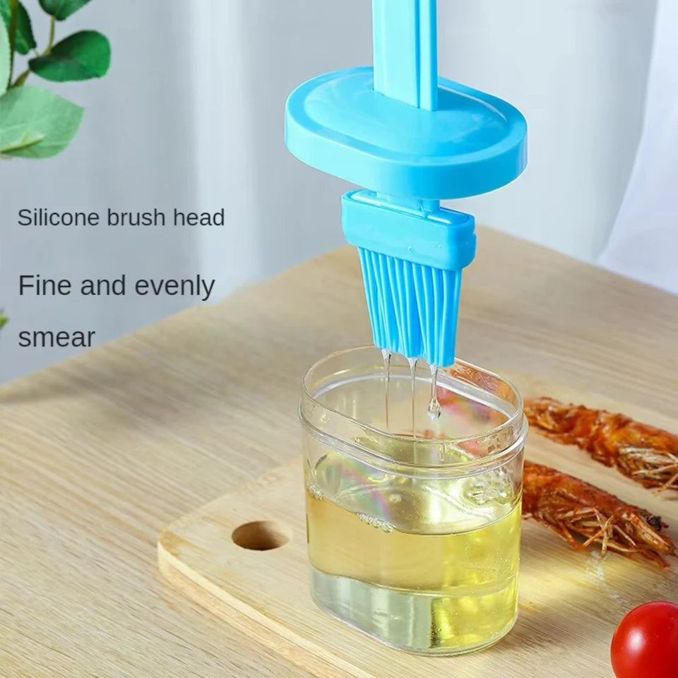 Silicone Barbecue Oil Brush Dispenser Bottle, 1PC (Blue)