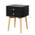 Wooden Bedside Table with 2 Drawer Storage Rubber Wood Legs