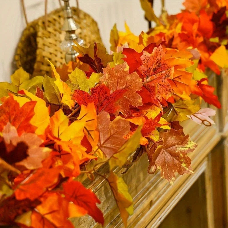 Artificial Fall Maple Leaf Garland 4PCS Thanksgiving Decor