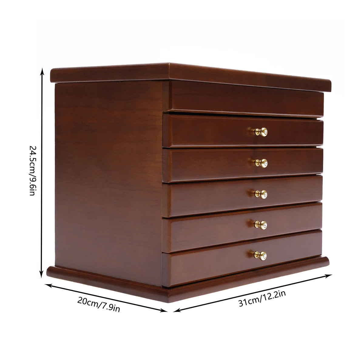 6-Tier Large Wooden Jewelry Box Organizer – Multi-Functional Drawer-Type Storage Case