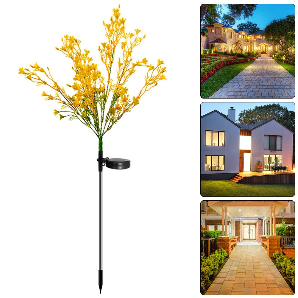 Waterproof Solar Flower Lights Outdoor Rape Solar Flowers Lamp for Garden