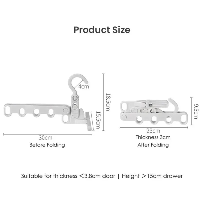 Portable Travel Hanger Folding Clothes Drying Rack 5 Holes