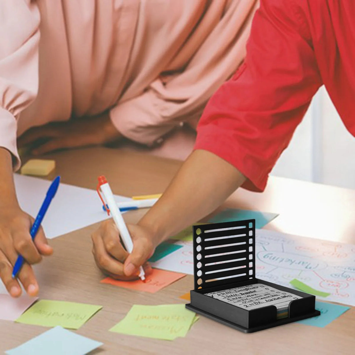 Sticky Notes Dispenser Reusable Line Note Holder (Black)