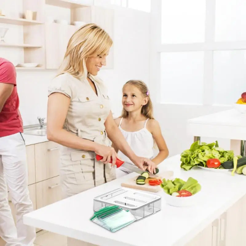 Multifunctional Food Bag Holder and Dispenser Organizer Box