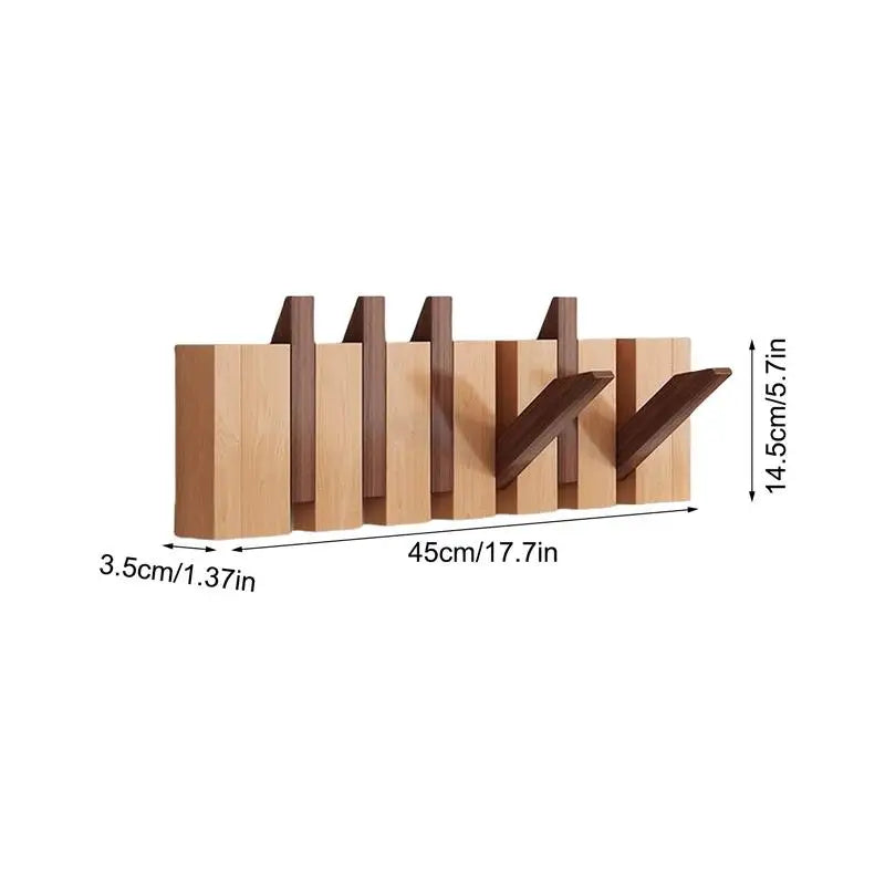 Hidden Flip-Down Wooden Wall Rack 2-in-1 Piano Style Clothes Hanger (Black Walnut)
