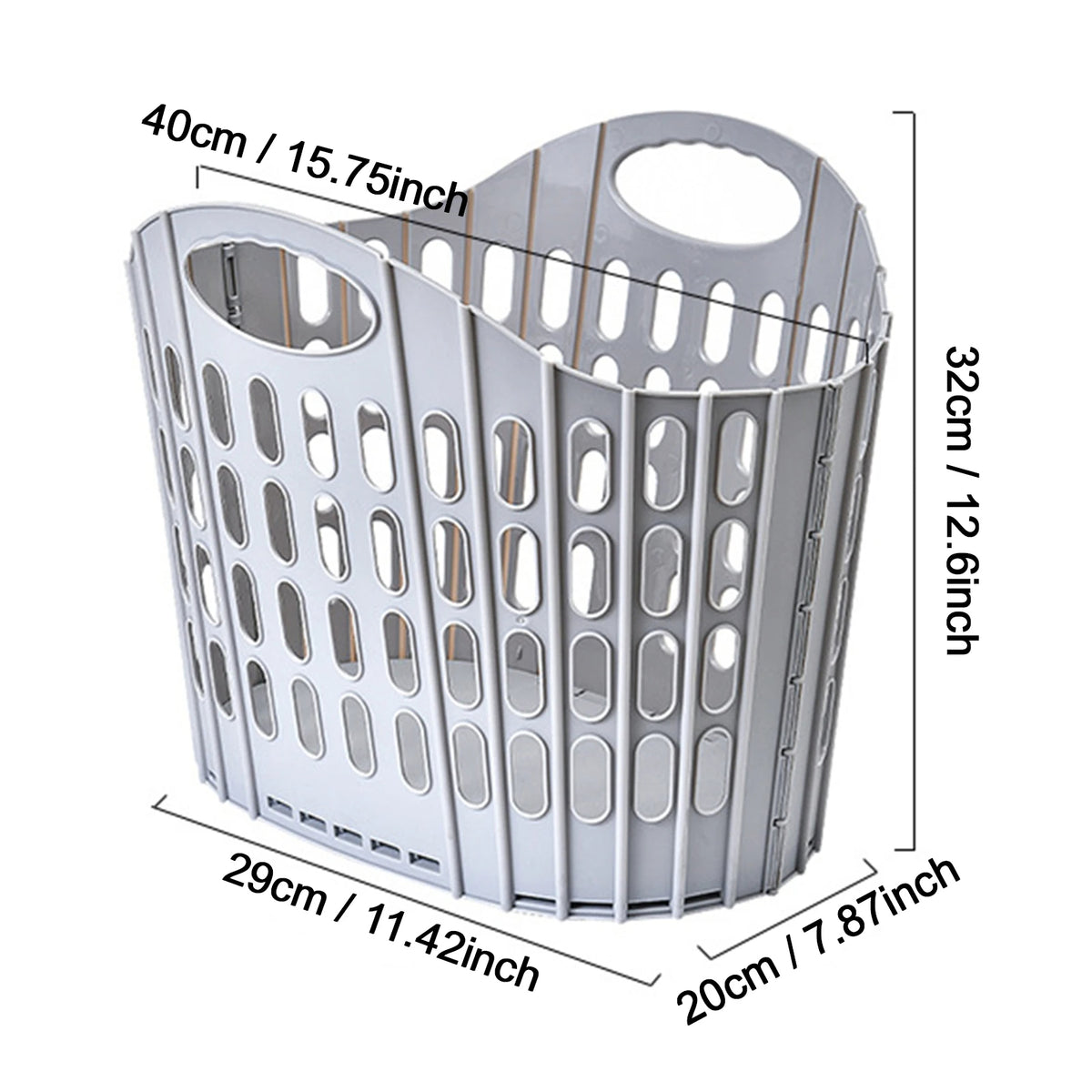 Portable Collapsible Laundry Basket for Space Saving Organizer (Gray)