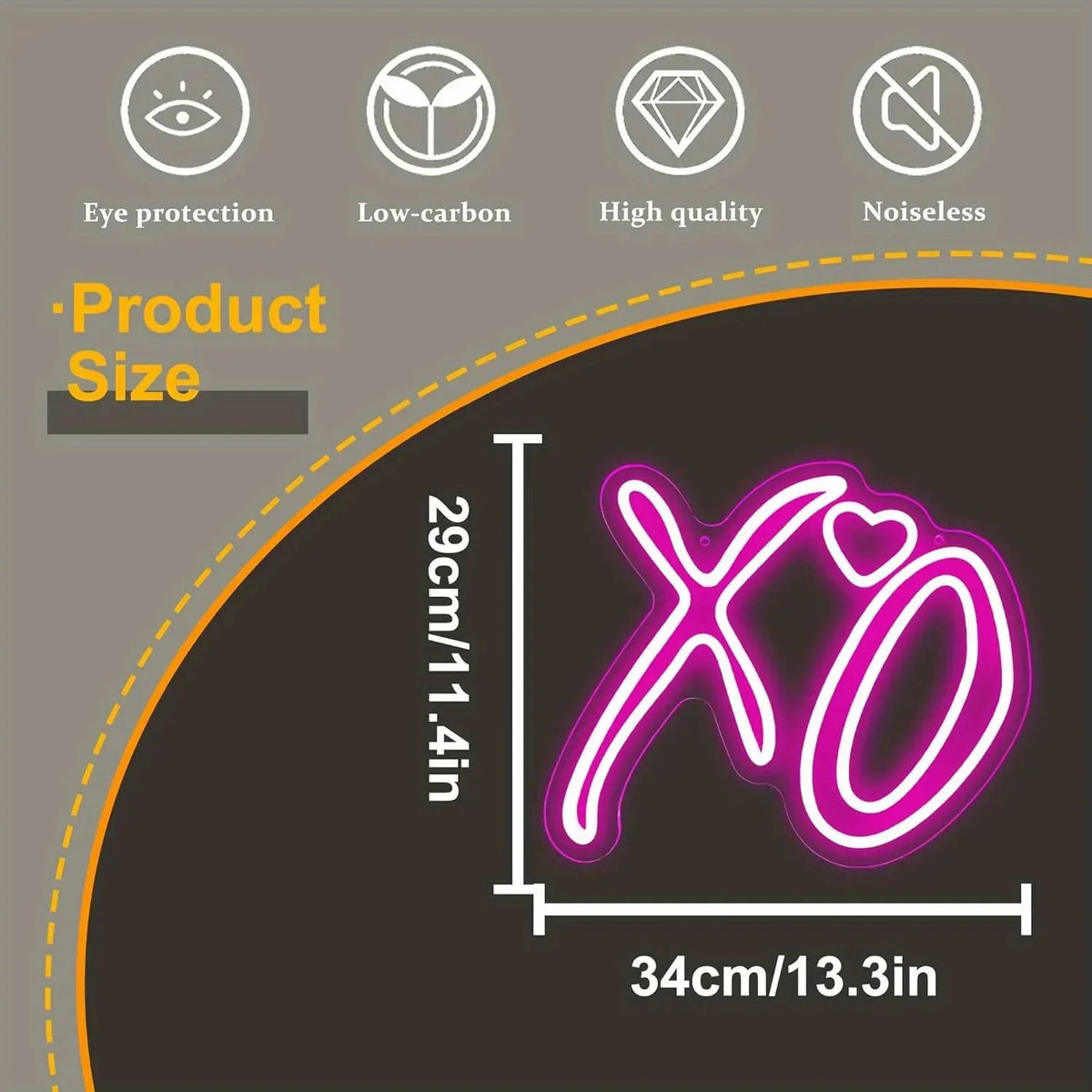 Pink XO Heart Neon Sign – Dimmable LED Neon Light for Wall Decor