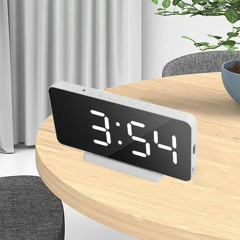 Multifunctional Car LED Mirror Clock Digital Display (White)