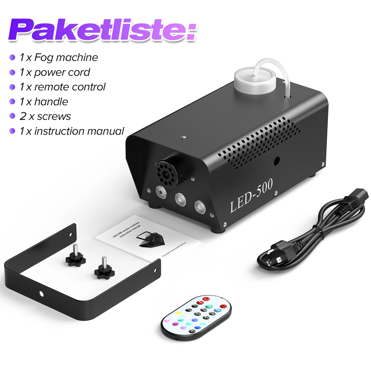 Smoke Machine 500W RGB 3 LED Stage Fog Machine (US Plug)