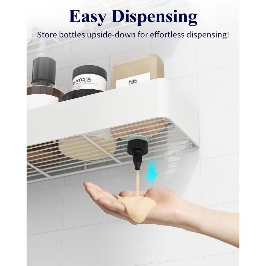 Adhesive Shower Caddy 2-Pack – Rustproof Metal Shelves (White)