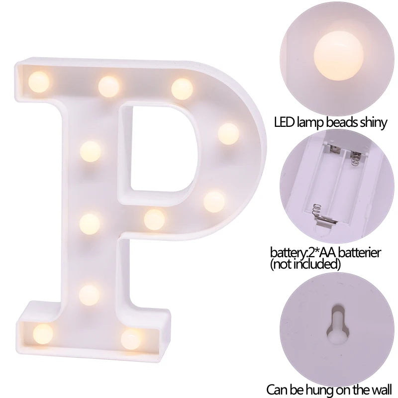 Luminous Letter L Lamp LED Lights Birthday Valentine's Day