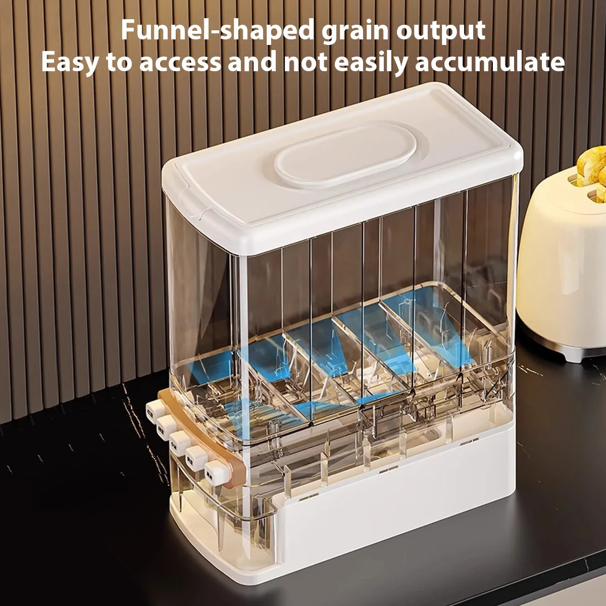 Dry Food Dispenser 12.5KG 5 Grids Food Grade Grain Storage Box