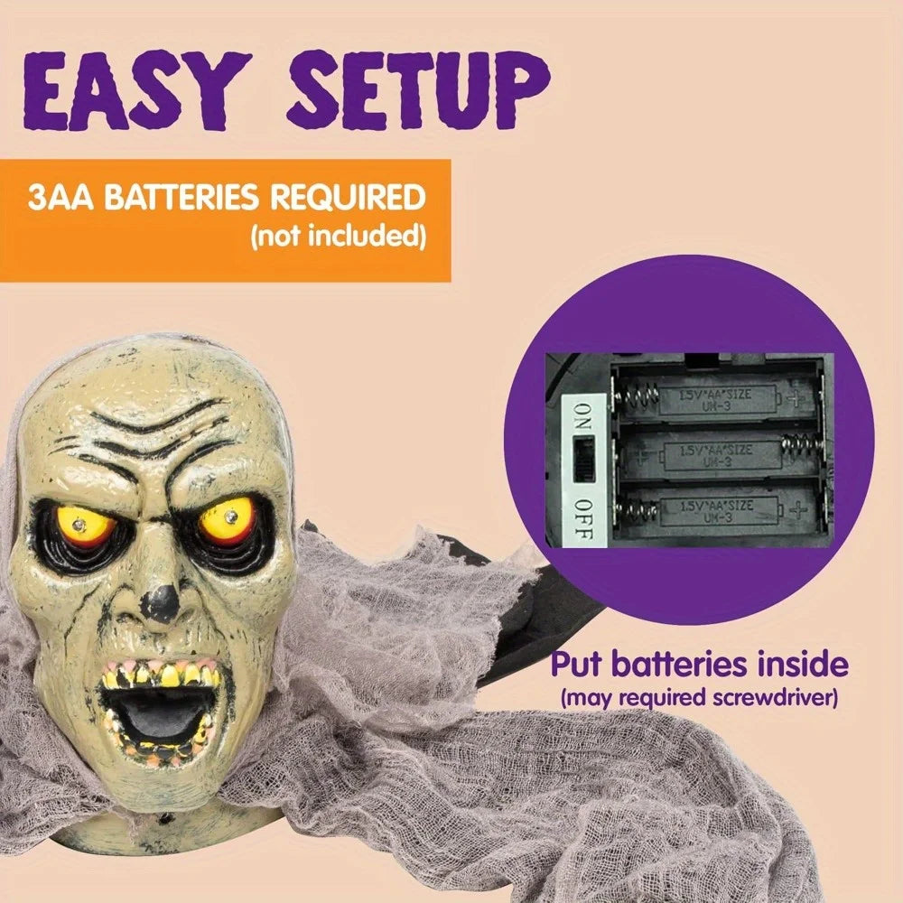 Halloween Groundbreaker Zombie Decoration with Sound and Flashing Eyes – Indoor &amp; Outdoor Yard Prop