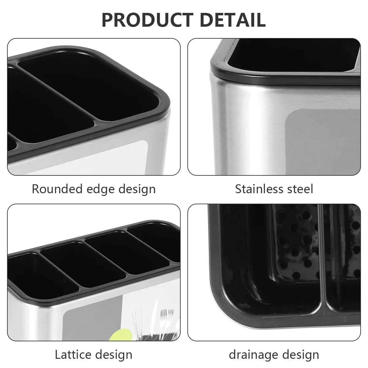 Kitchen Utensil Holder Stainless Steel Capacity for Cutlery
