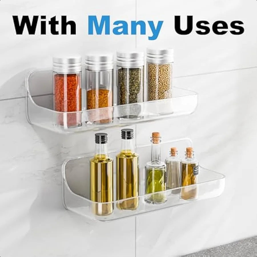 Acrylic Adhesive Shower Caddy 2-Pack No Drill Bathroom Wall Mount Storage