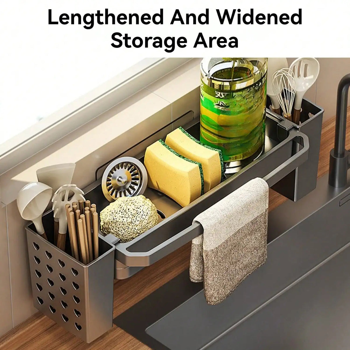 Adhesive Kitchen Sink Organizer Caddy Wall Mount Dish Sponge Holder for Kitchen Sink