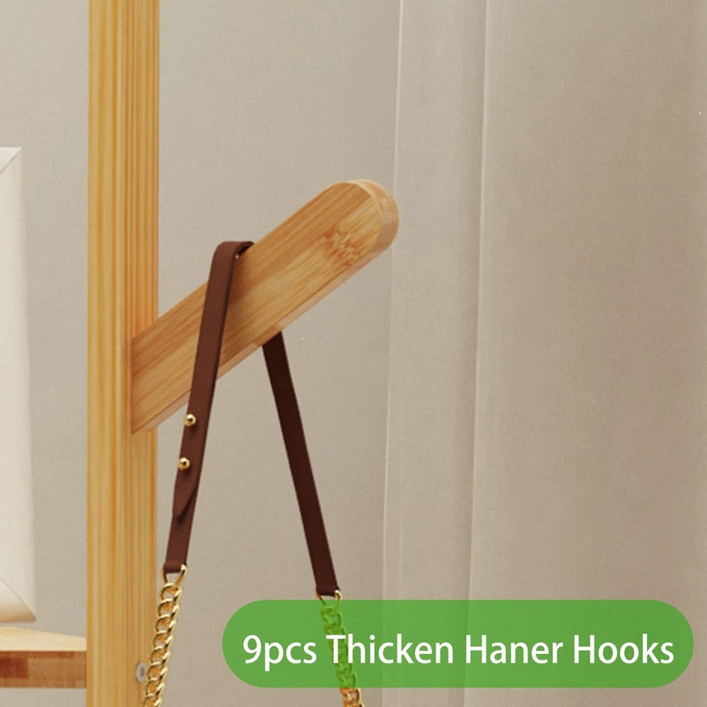 Bamboo Corner Coat Rack Stand with Hooks Shelves
