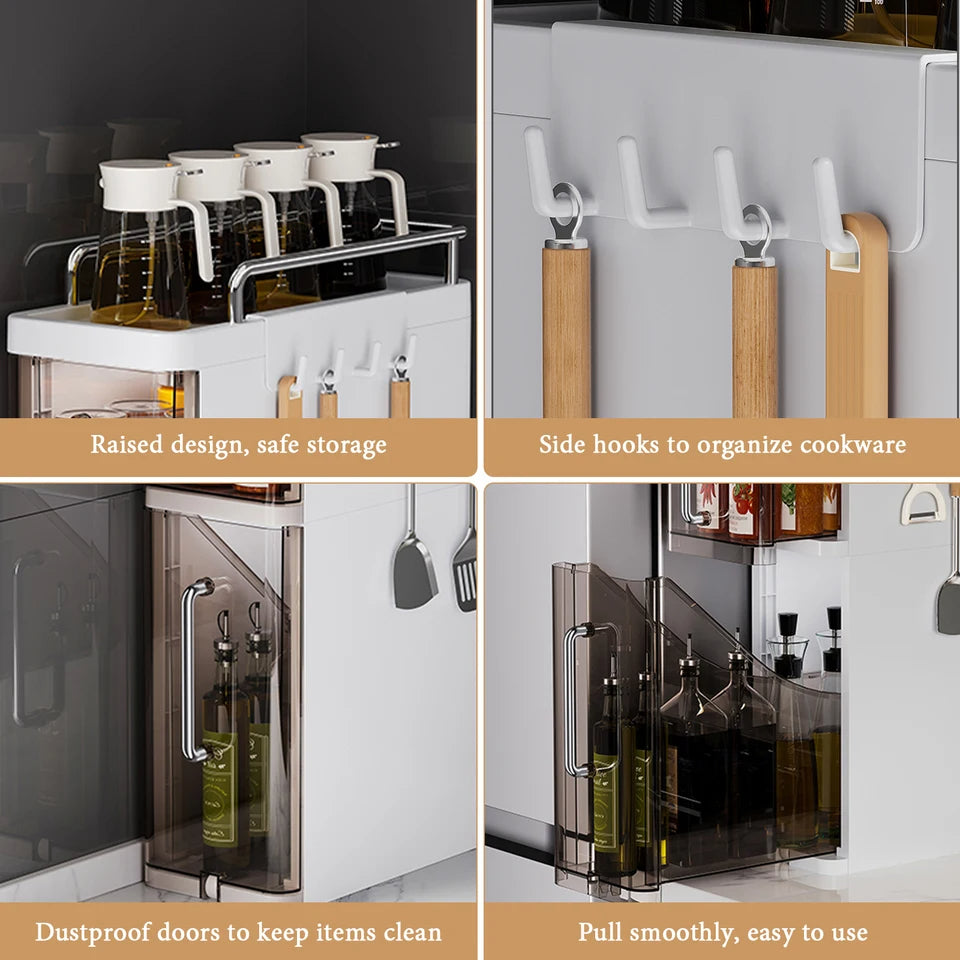 Pull-Out Countertop Organizer 3-Tier Pull-Out Kitchen Storage Shelf