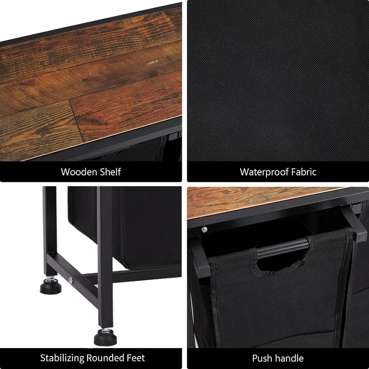 Laundry Hamper with Top Shelf &amp; Removable Laundry Bags