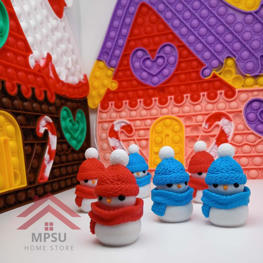 Puzzle Popper House with Snowman Fidget Toy Stress Relief &amp; Sensory Fun (Brown House)