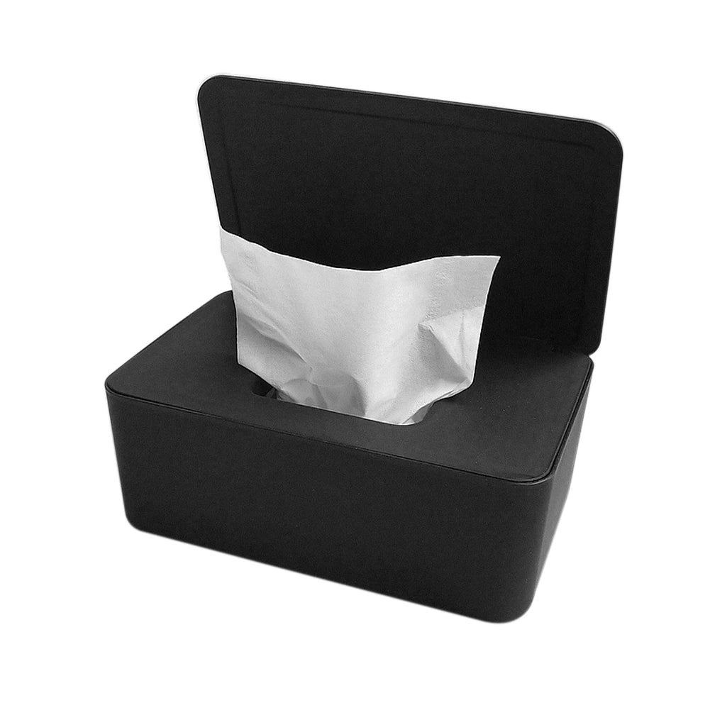 Wet Tissue Box Desktop Seal Baby Wipes Paper Storage Box (Black)