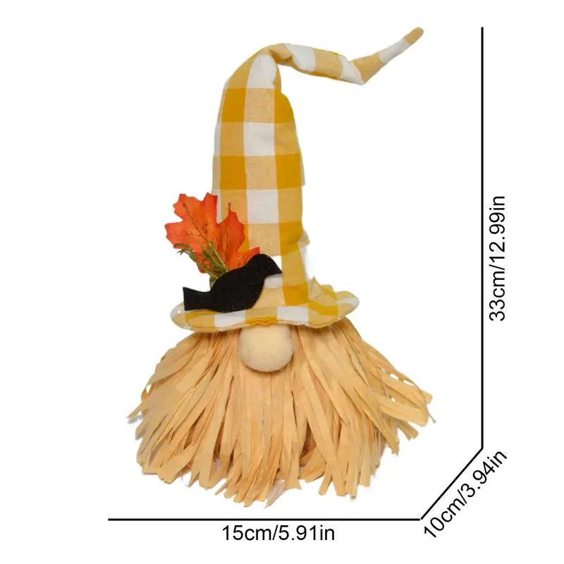 Fall Thanksgiving Gnome Decor Cute Desktop Ornament Tiered Tray Accessory (Brown Hat)