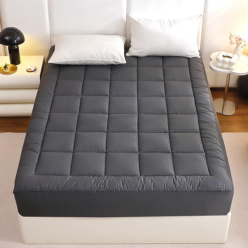 Mattress Topper High-Density Filling Protector Cover 78x80" King Size (Dark Gray)