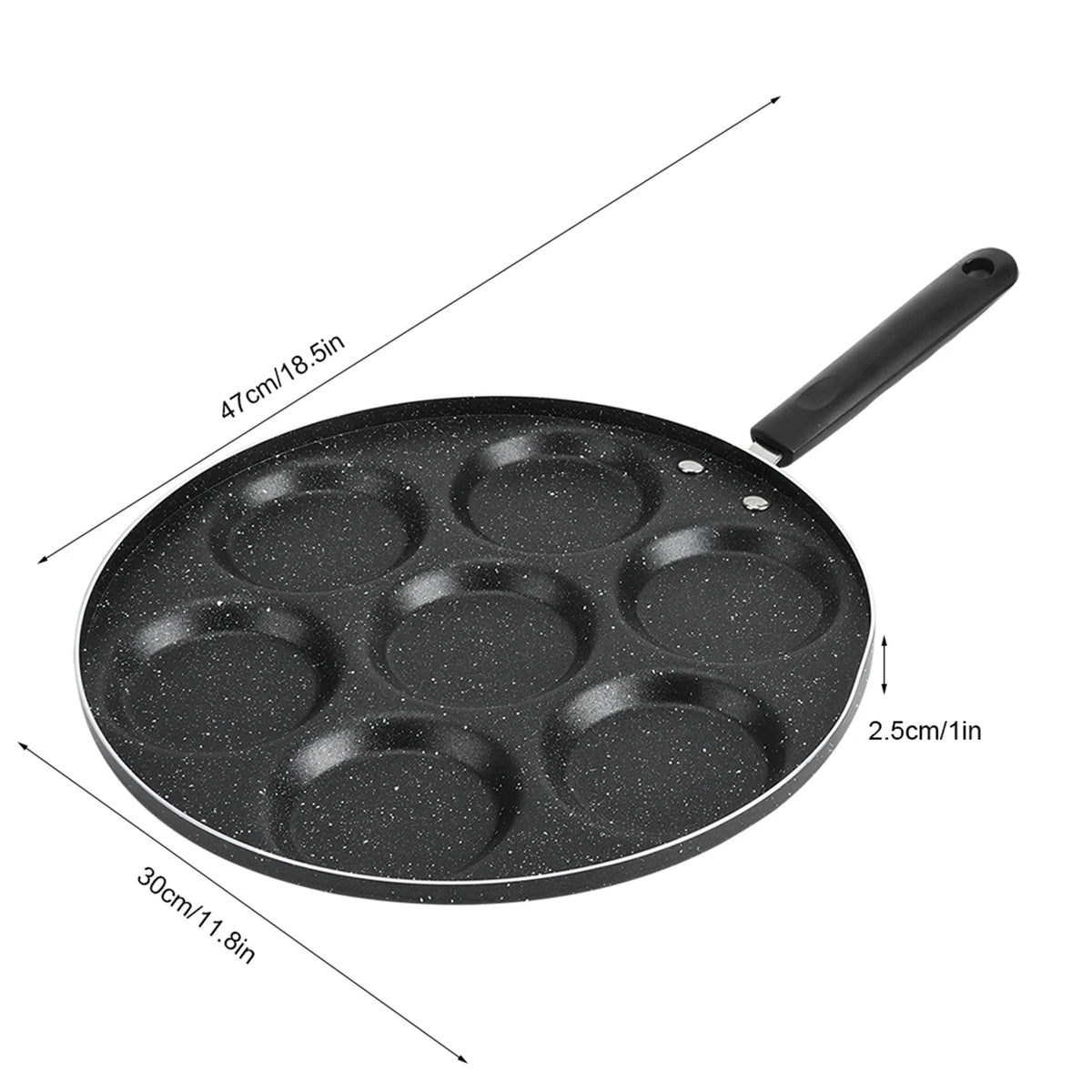 Non-Stick 7-Hole Frying Pan Fried Egg Burger Mold Cookware