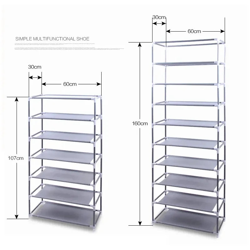 Home Shoe Rack 9 Grid 10 Layer Purple Dustproof Closet