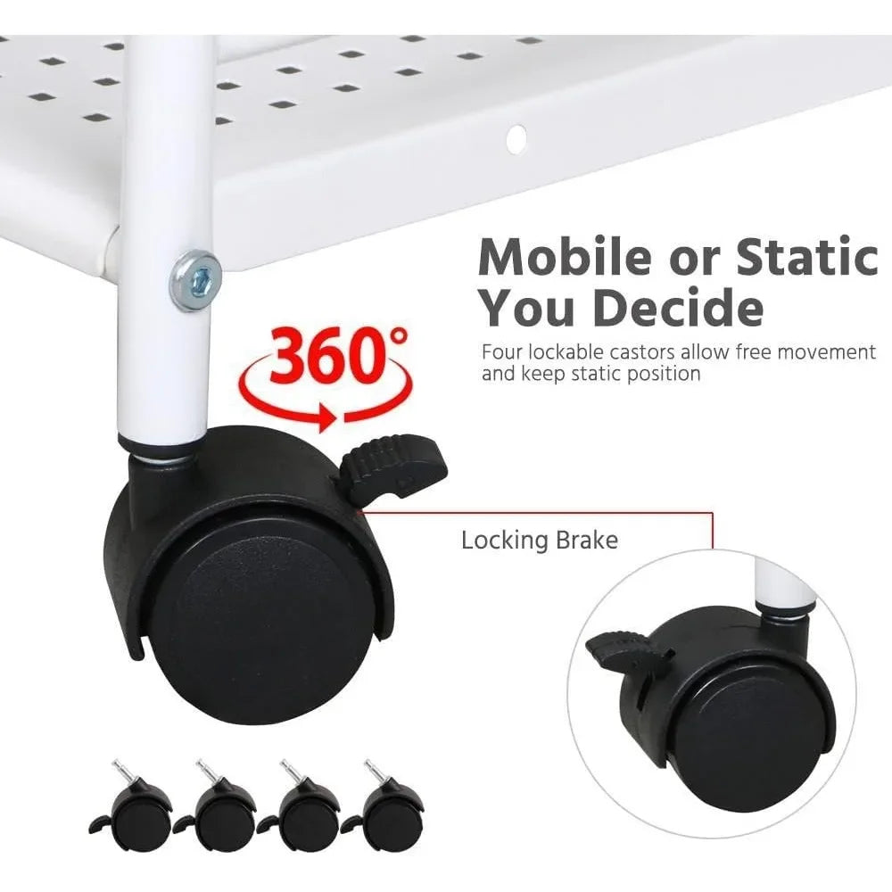 3-Tier Lockable Home Trolley with Wheels