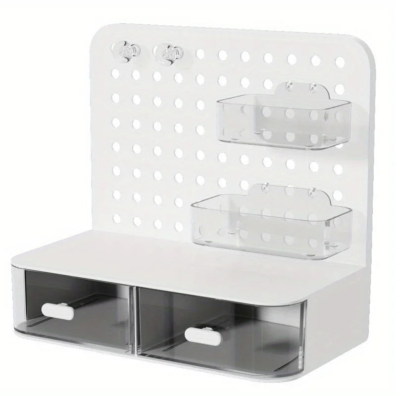 Kawaii Desk Organizer Idol Card Stand Hook Drawer (White)