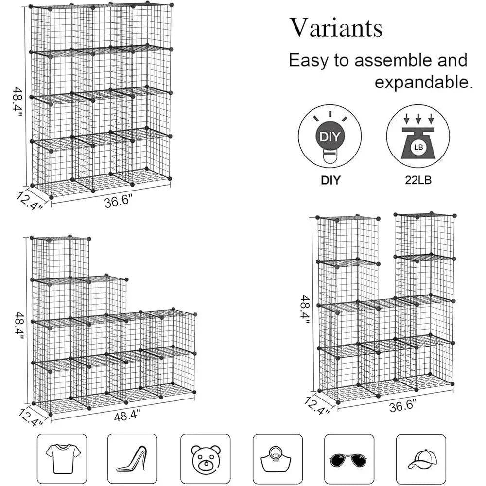 Wire 12-Cube Modular Storage Organizer