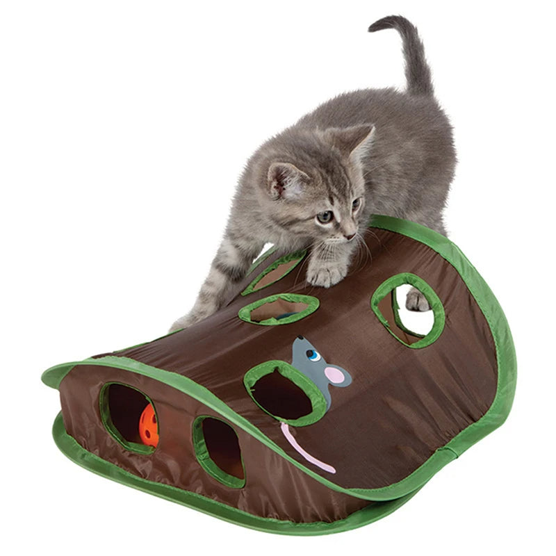 Cat Mice Game Intelligence Toy Bell Tent With 9 Hole Cats Playing Tunnel