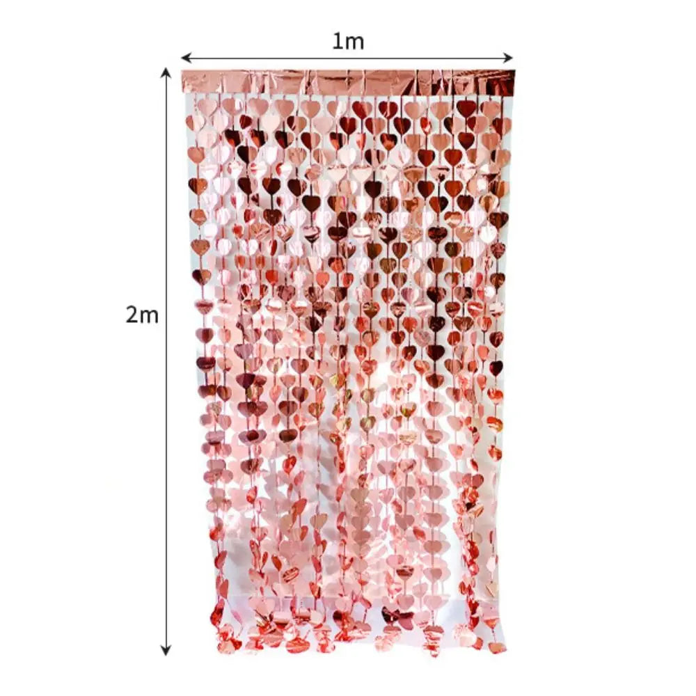 Glitter Door Curtain Valentine's Day Fringe Love Wall Backdrop (Red)