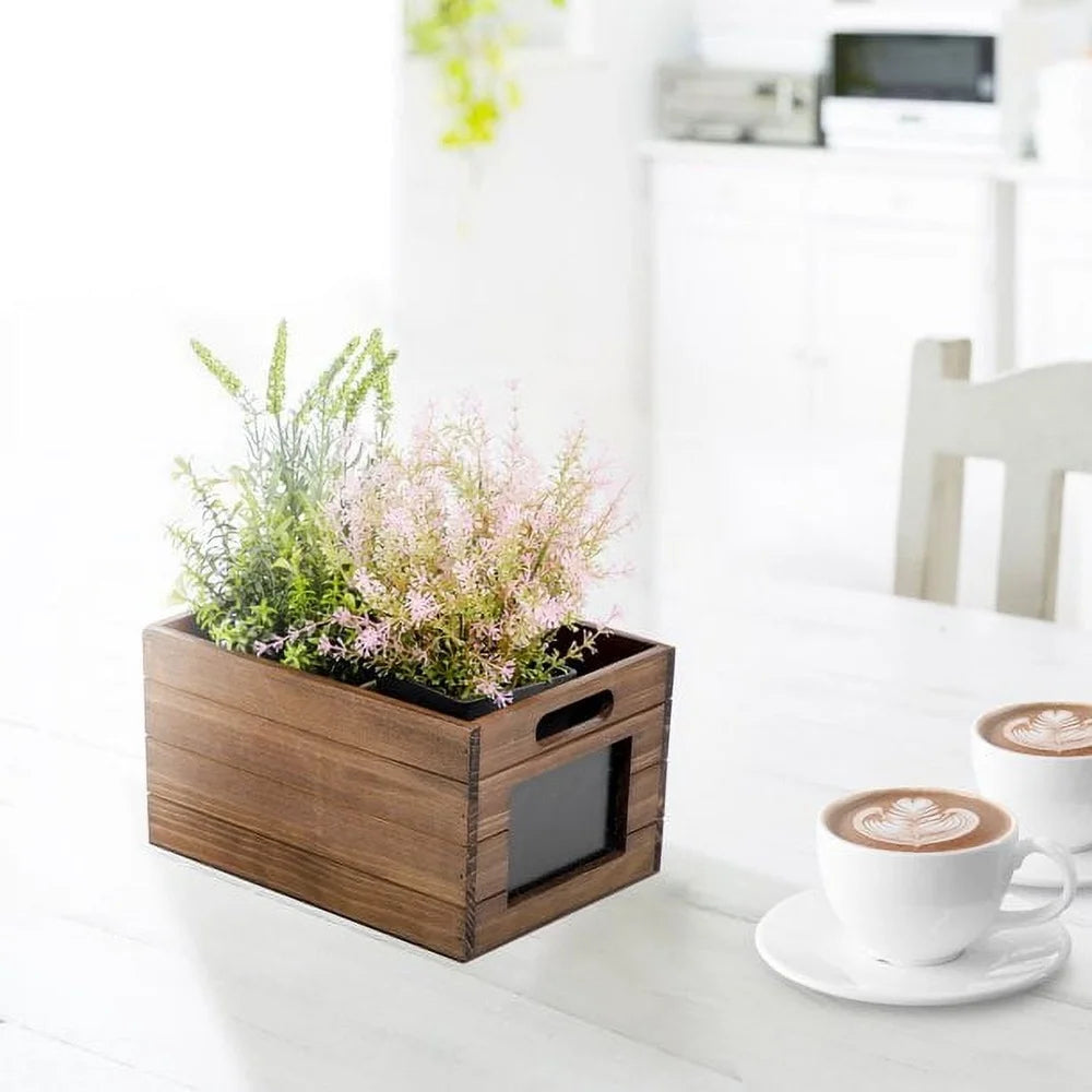 Wood Storage Crate with Chalkboard Label Decorative Organizer