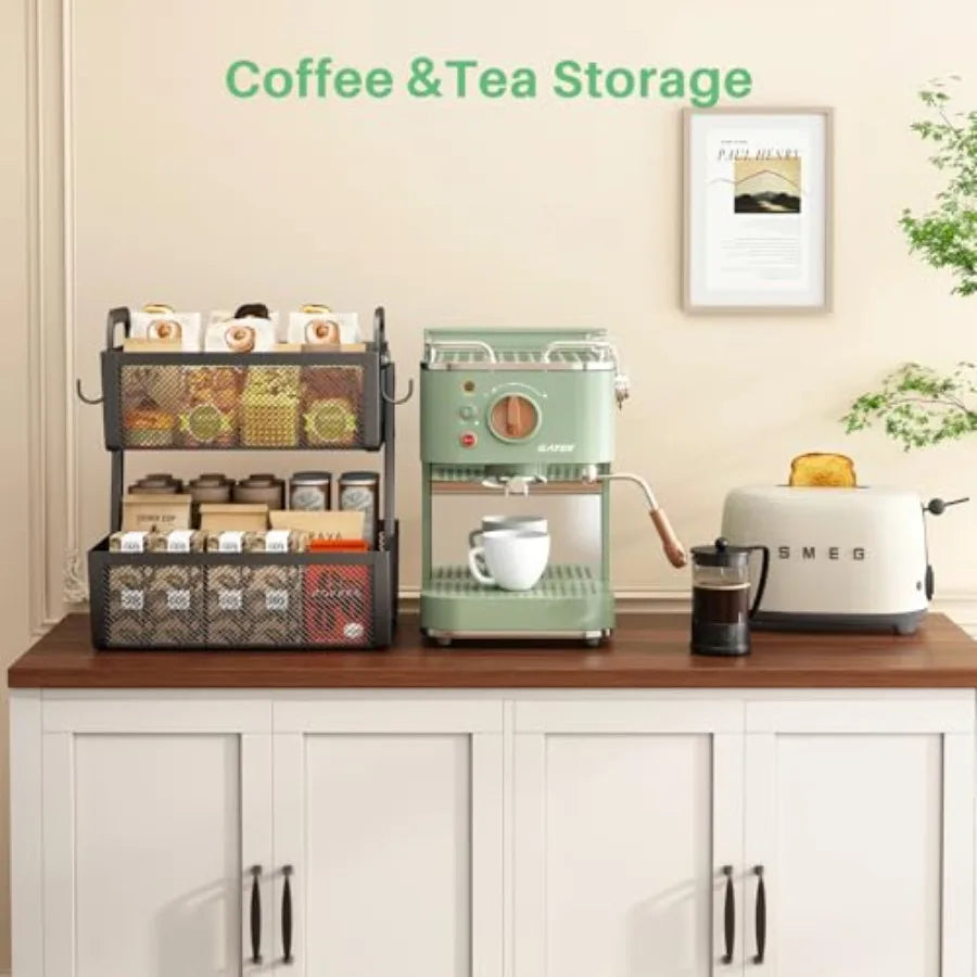 Kitchen Counter Fruit Stand with Fruit Hanger for Vegetables, Bread &amp; Snacks