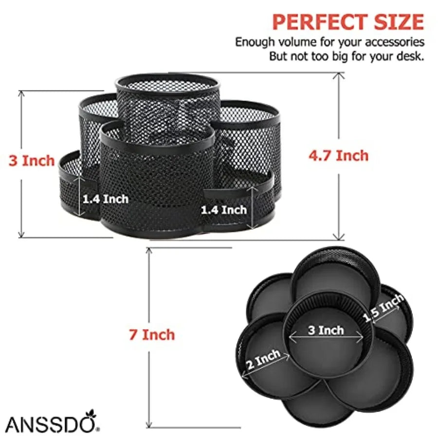 Metal Mesh Desktop Office Supplies Storage Organizer Caddy Rack