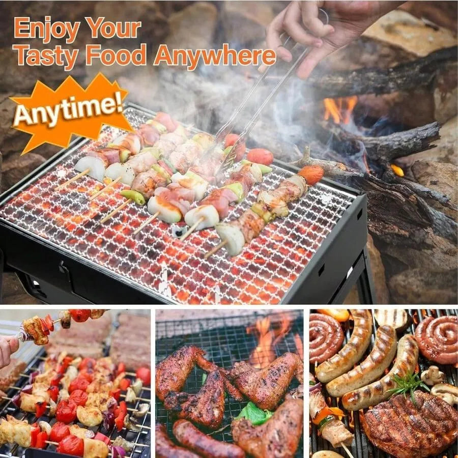 Portable Folding Charcoal BBQ Grill – Stainless Steel Tabletop Smoker