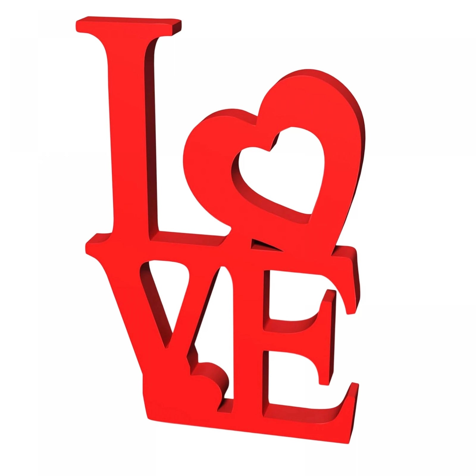 Rustic Wooden LOVE Sign with Heart – Freestanding Wood Block Letters