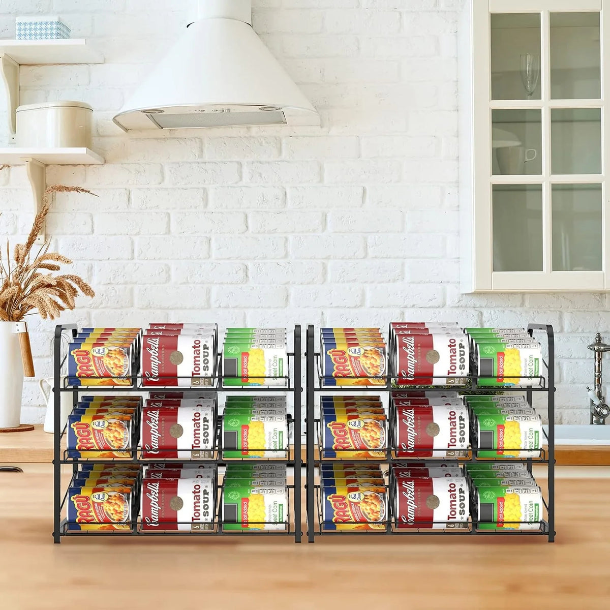 2-Pack Tiered Can Storage Rack – 36-Can Capacity Beverage (Black)