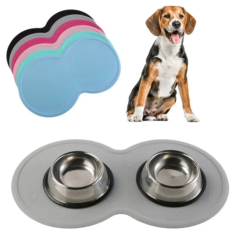 Pet Feeding Mat Silicone Cloud Design for Pet Bowl Placemat (Gray)