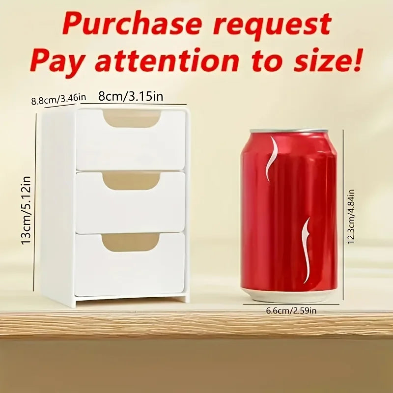 3-Tier Desk Organizer with Drawers Decorative Office Supply Storage Box