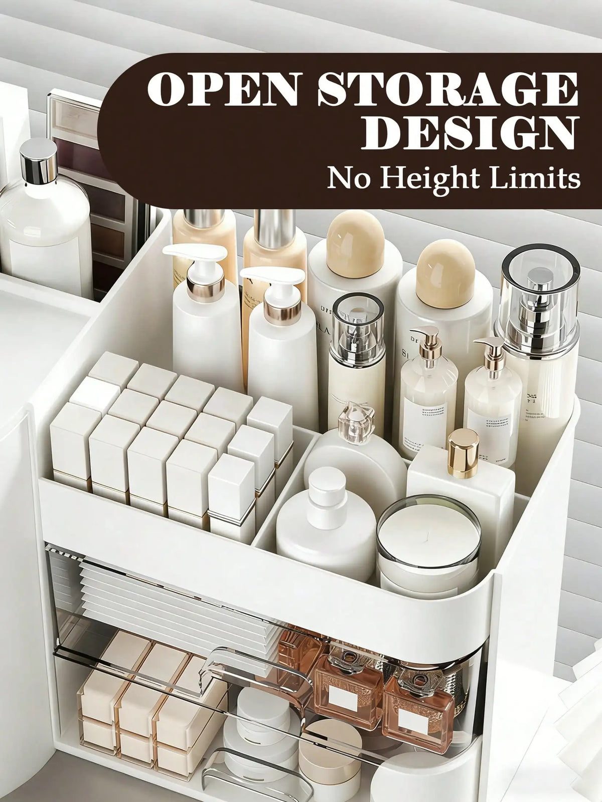 2-Tier Rotating Makeup Organizer with Brush Holder – Large-Capacity Skincare and Cosmetic Storage