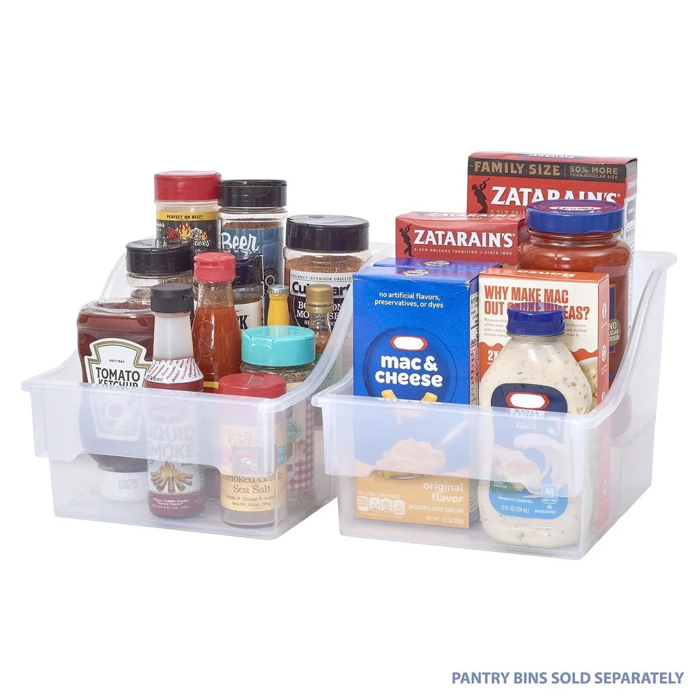 2-Tier Stackable Clear Pantry Organizer Bins with Easy Grip