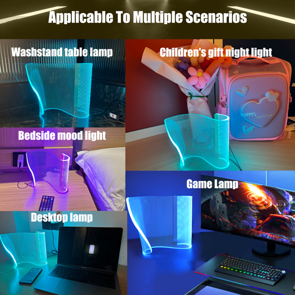 Modern Curved RGB Table Lamp Lighting for Gaming Bedroom