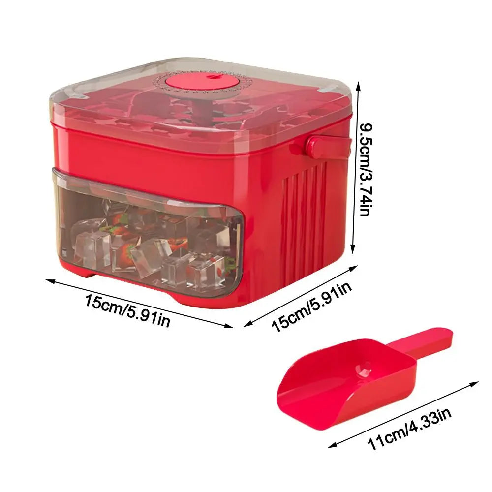 50-Cube Ice Cube Tray with Storage Bin, Double-Layer Ice Maker with Easy-Press Lid (White)